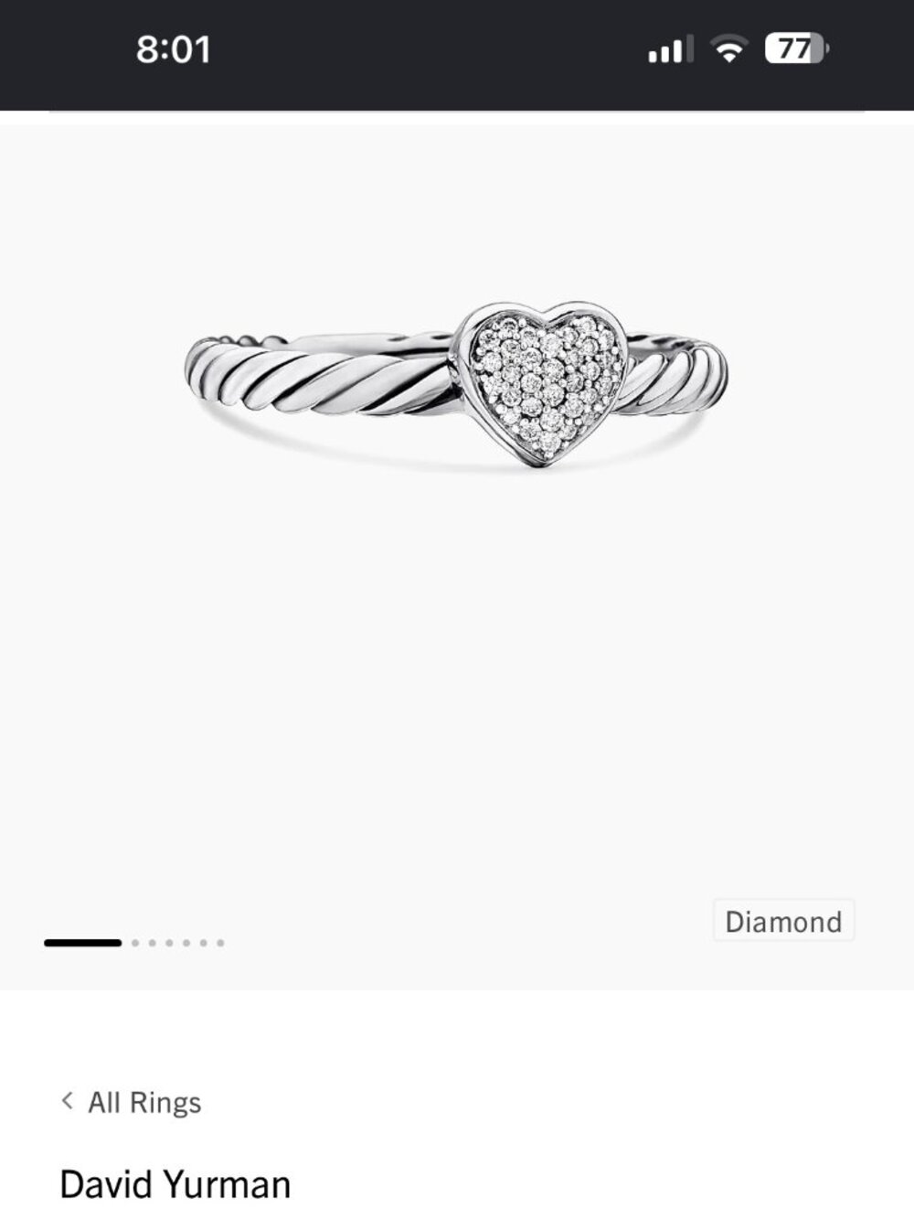 DAVID YURMAN Women's Cable Collectibles Heart Ring with Diamonds